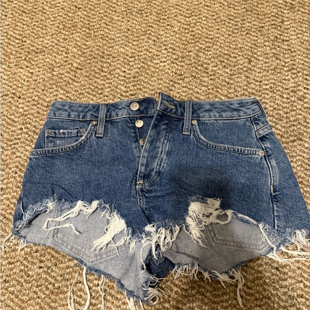 Forever 21 Blue Distressed Jean Shorts